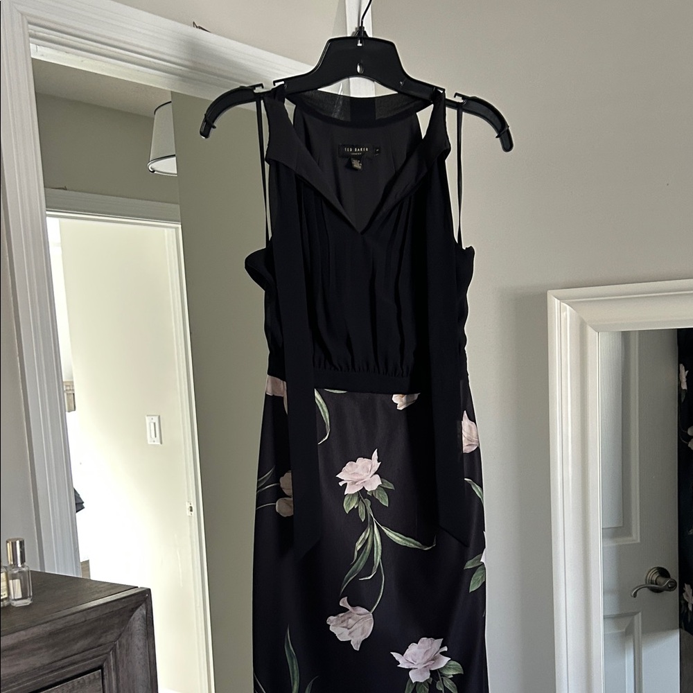 Ted Baker Black Floral Midi Dress